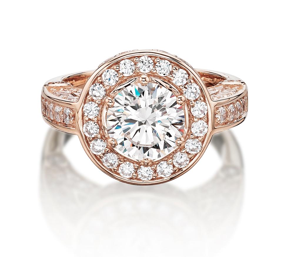 Bezel and Claw Set Round Brilliant Dress Ring in Rose Gold