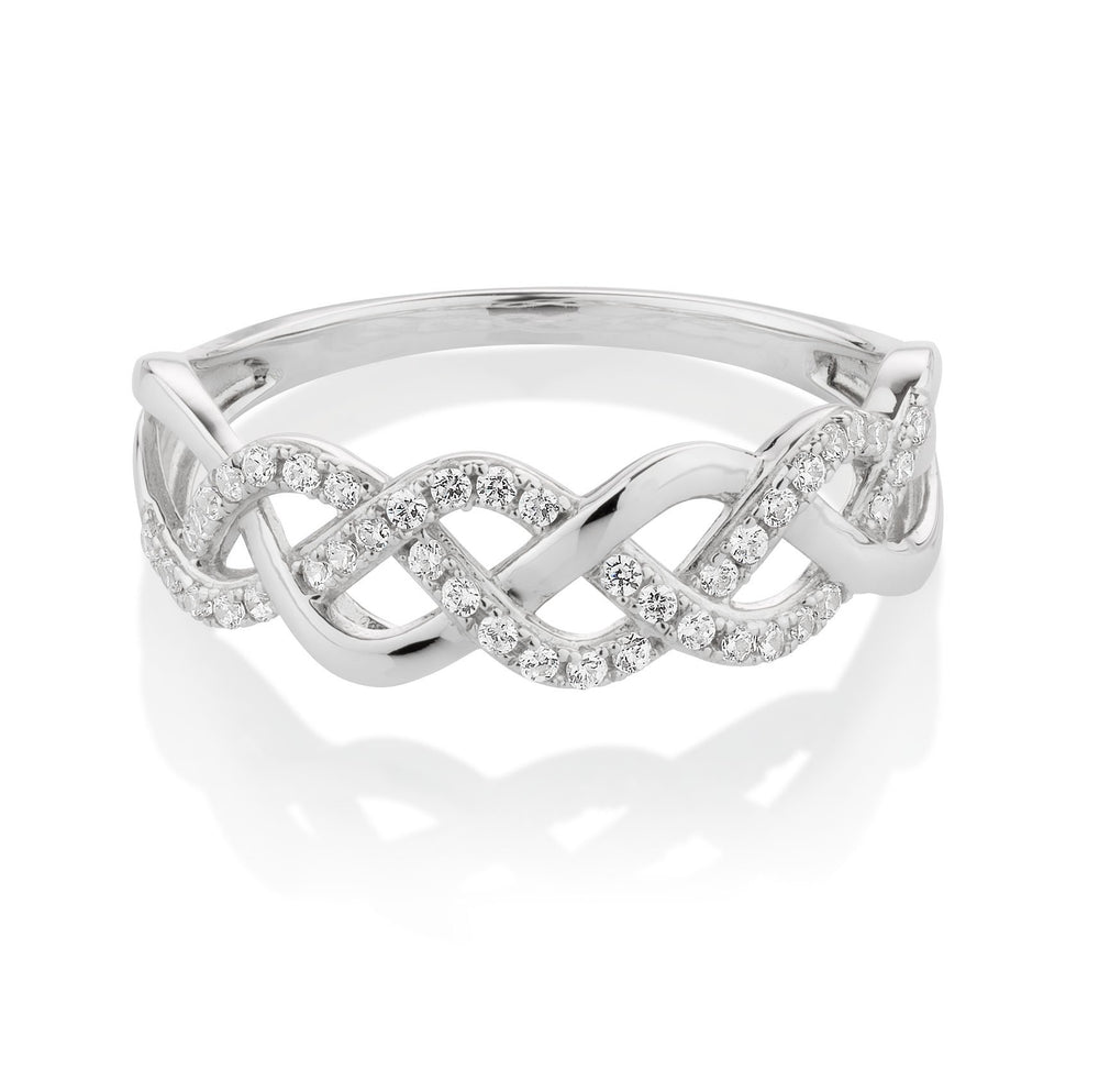 Braided Round Brilliant Celebration Band White Gold