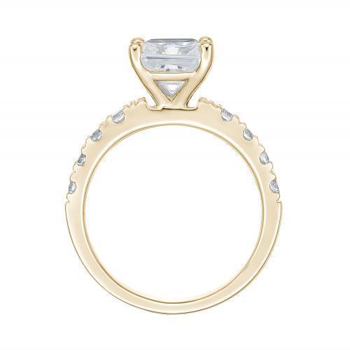 Princess Cut Engagement Ring and Band Set in Yellow Gold