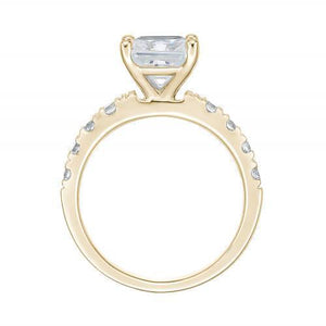Princess Cut Engagement Ring and Band Set in Yellow Gold