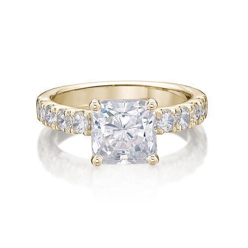 Princess Cut Engagement Ring and Band Set in Yellow Gold