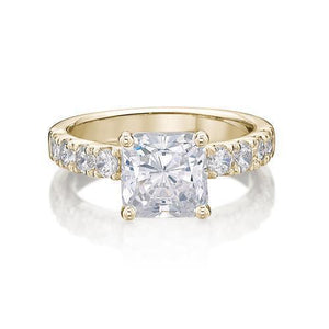 Princess Cut Engagement Ring and Band Set in Yellow Gold